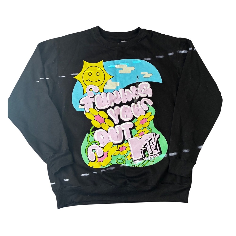 MTV Tuning You Out Graphic Sweatshirt Black Mens Large